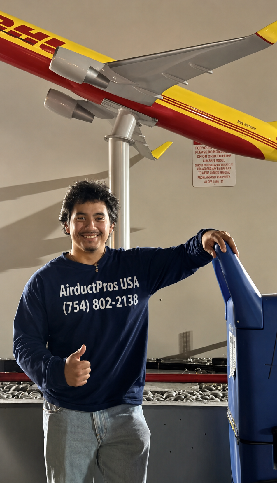 Air Duct Pros USA technician at DHL Miami Airport — commercial air duct cleaning South Florida